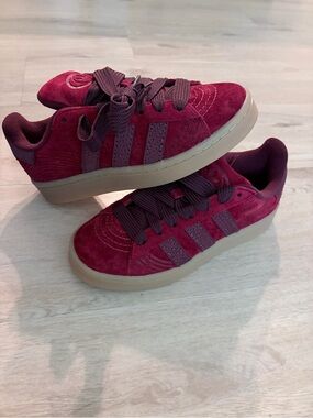 adidas Burgundy Suede Low-Top Sneakers